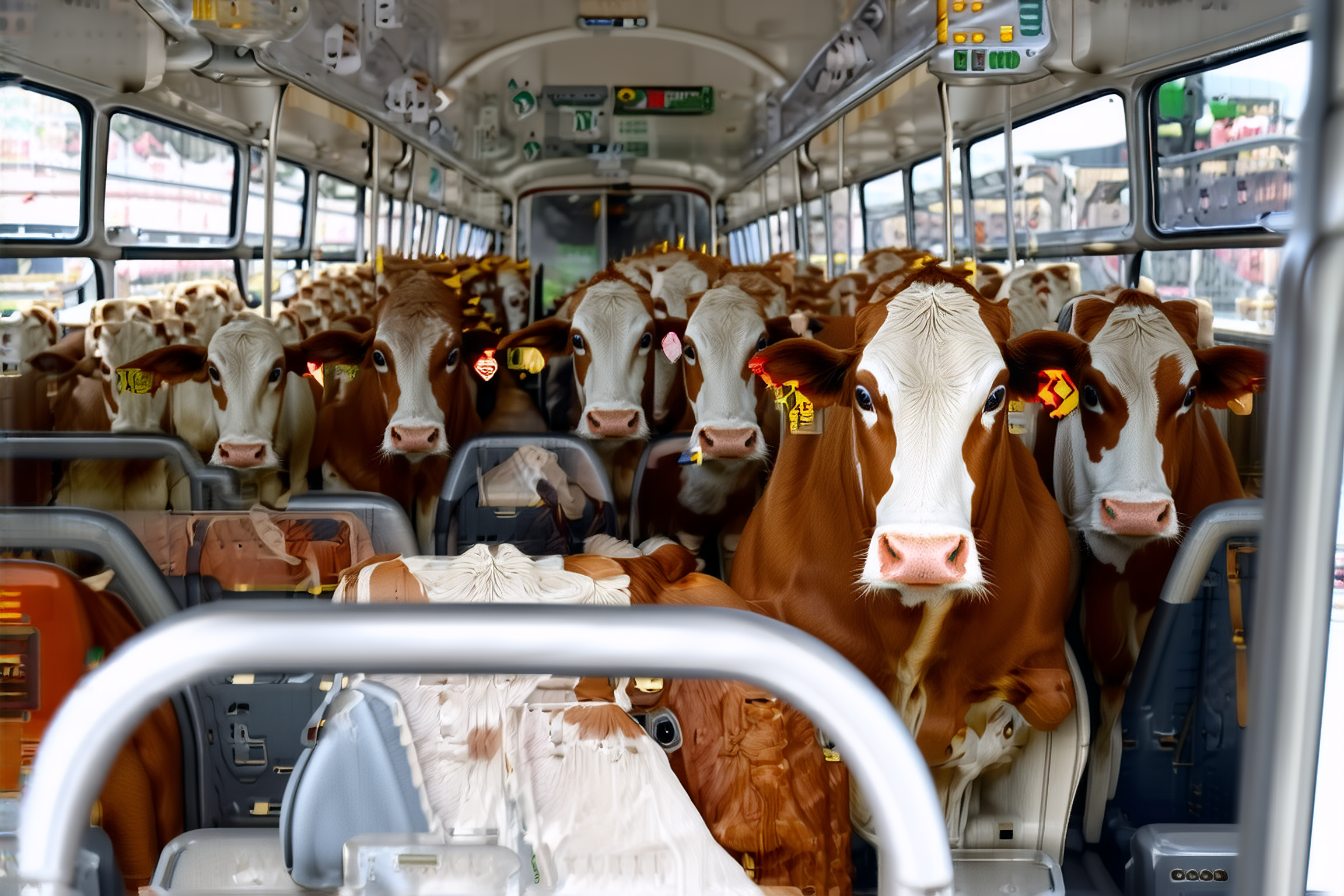 Kravy cestujú autobusom